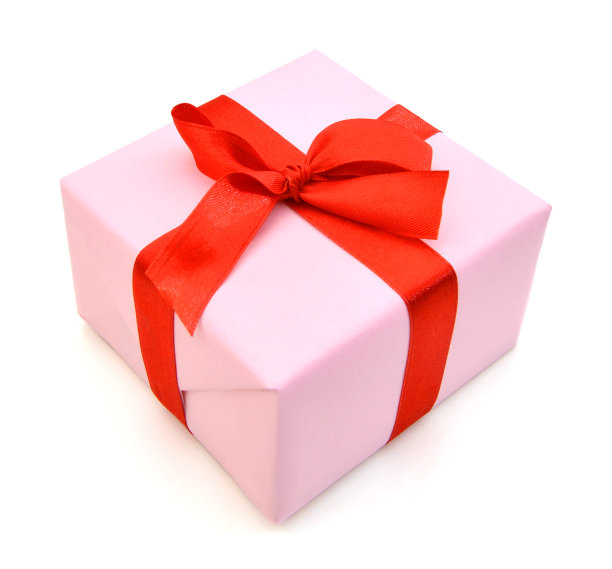 一个粉色的礼盒和白色的红色蝴蝶结图片下载