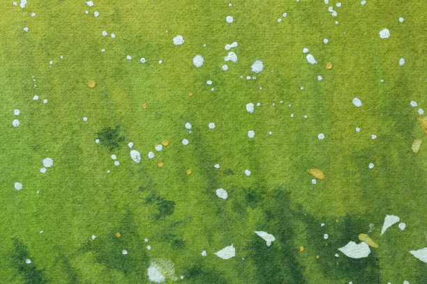 抽象艺术背景为绿色和橄榄色。画布上的水彩画。带有白点图案的纸张。图片下载
