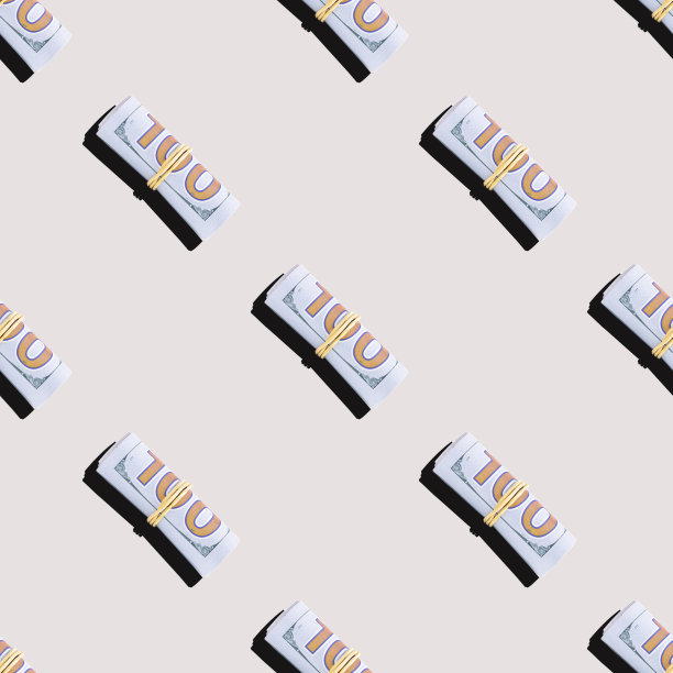 百美钞卷成无缝图案。以上的观点。投资和银行的概念背景图片下载