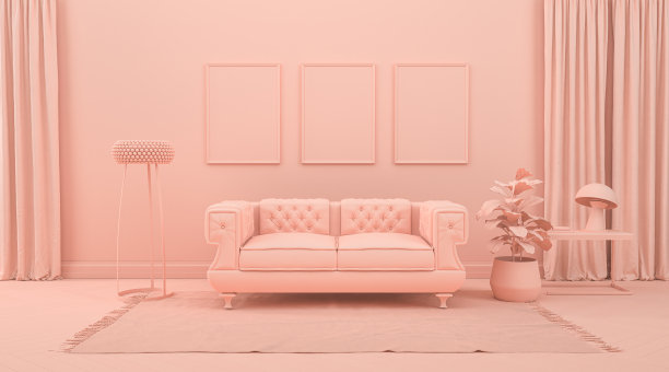 海报框背景室，粉红色，纯单色背景，3d渲染图片下载