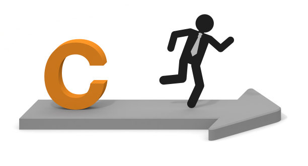 字母c三维箭头。商人运行。选择C。图片下载