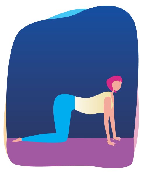 年轻女孩做瑜伽作为一个姿势概念，体式，健身，平面矢量股票插图与猫的姿势图片下载