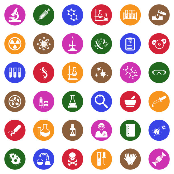 化学图标。圆形的白色平面设计。矢量插图。图片下载