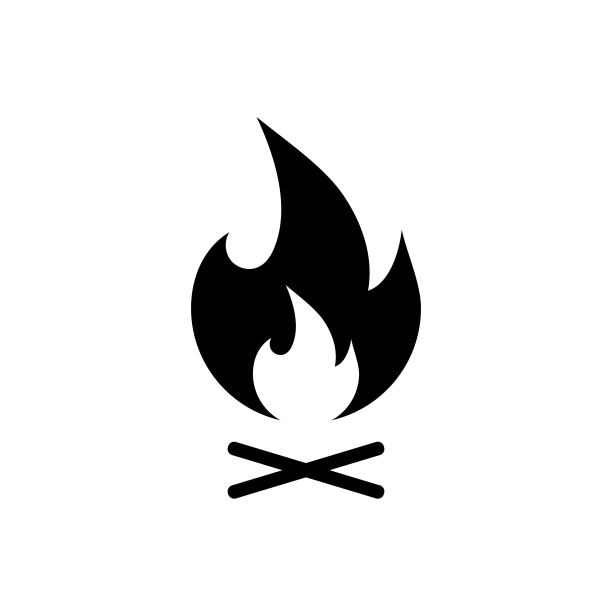 营火图标。篝火在柴火上燃烧。图片下载