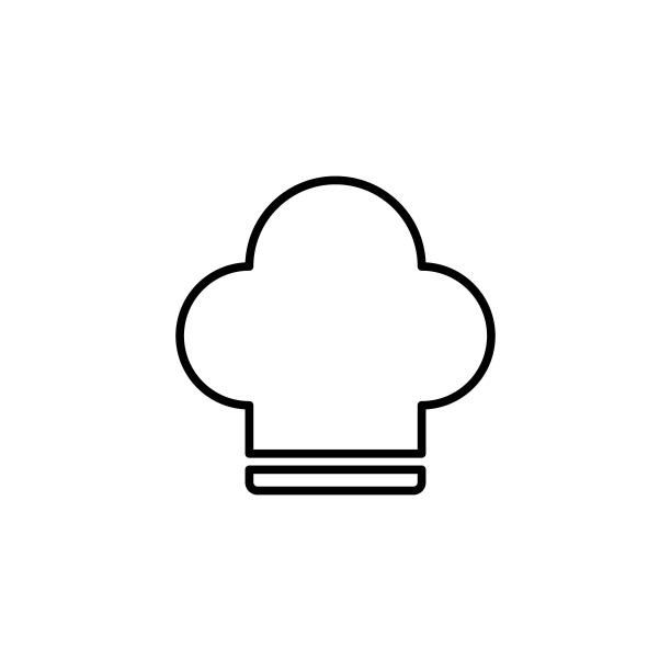 烹饪图标，图解厨师的帽子与一个平线风格图片下载