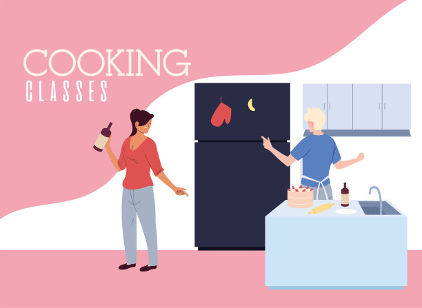 年轻夫妇在上烹饪课图片下载