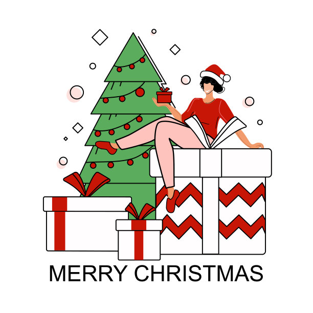 向量圣诞插图。节日的概念，礼物，乐趣。孤立的背景。图片下载