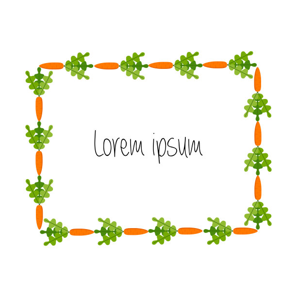 新鲜胡萝卜。矢量插图白色与文本模板图片下载