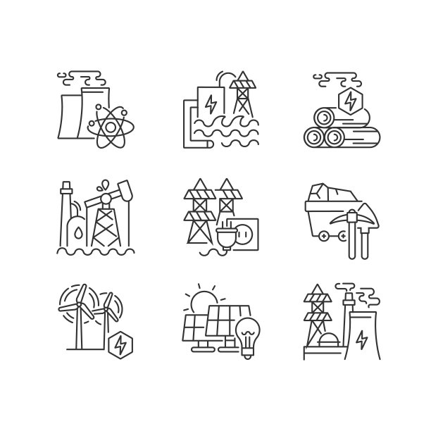 能源业务线性图标集图片下载