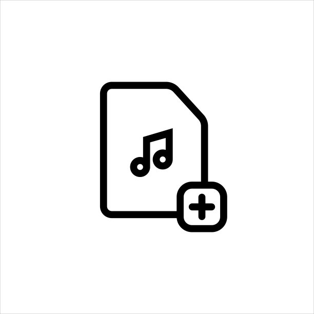 添加音乐线性图标：带加号的音乐文件夹矢量素材图片下载