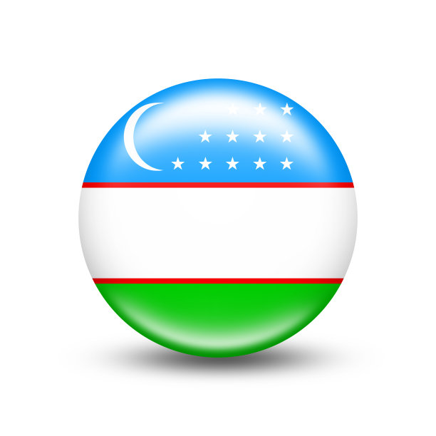 带有白色阴影的球形乌兹别克斯坦国旗图片下载