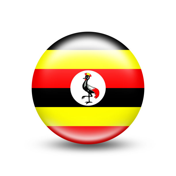 乌干达国旗的球形与白色阴影图片下载