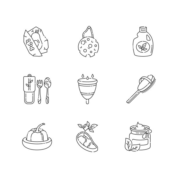 零废物线性图标集图片下载