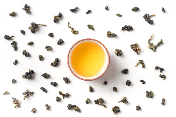 新鲜台湾乌龙茶及茶壶图片下载