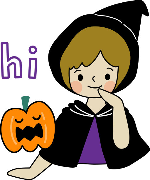 万圣节女巫跟她的南瓜打个招呼图片下载