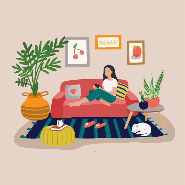 女孩在沙发图片下载