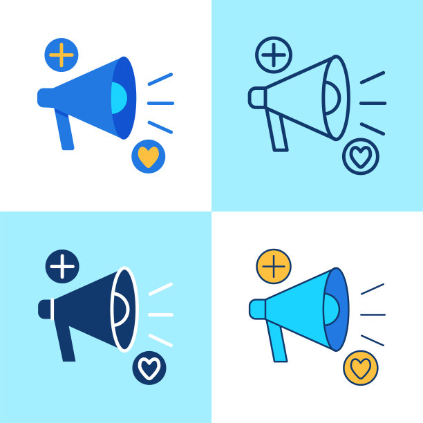 推广图标设置在平面和线条风格图片下载