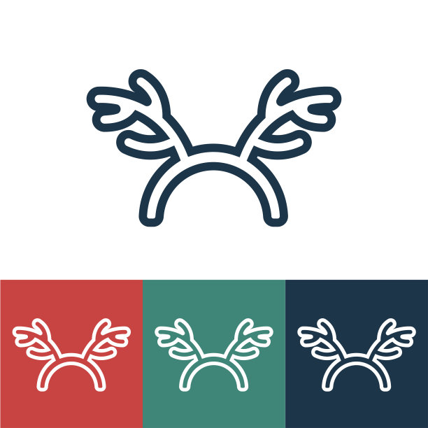 带有鹿角的线性矢量图标图片下载