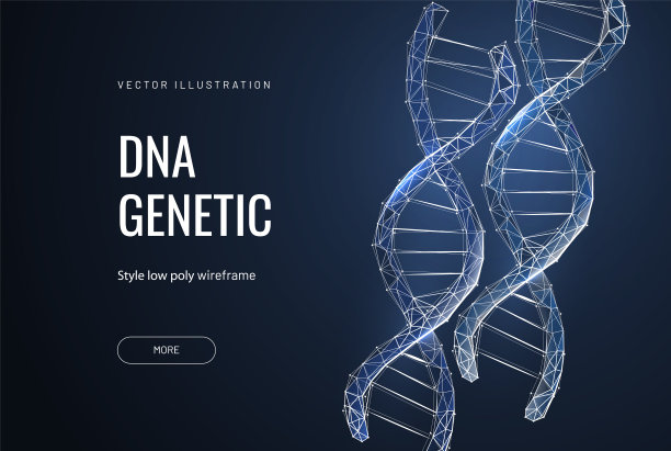 多边形DNA的概念。蓝色结构风格的插图。向量图片下载