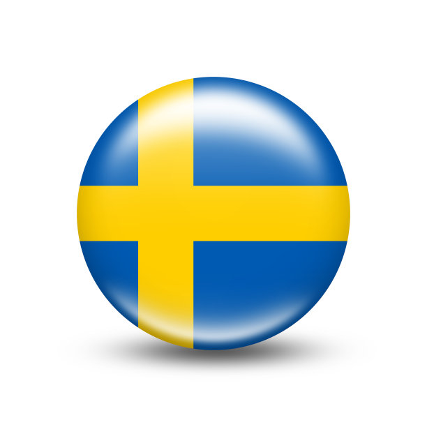 白色阴影的球形瑞典国旗图片下载