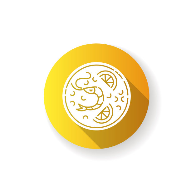 海鲜饭黄色平面设计长影字形图标图片下载