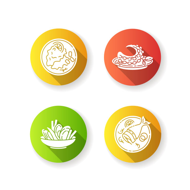 国菜平面设计长影字形图标集图片下载