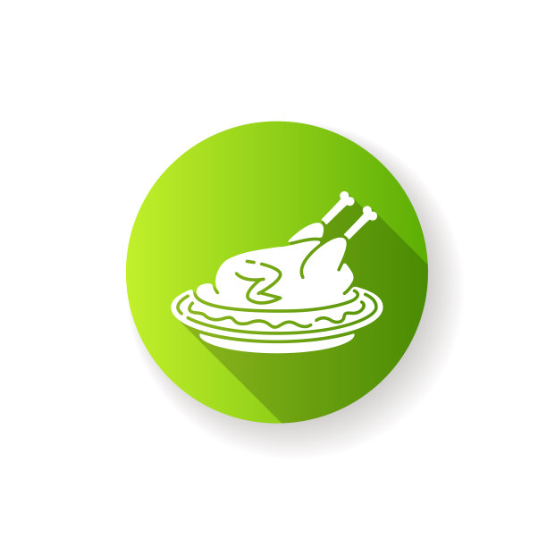 啄食鸭绿色扁平设计长影字形图标图片下载