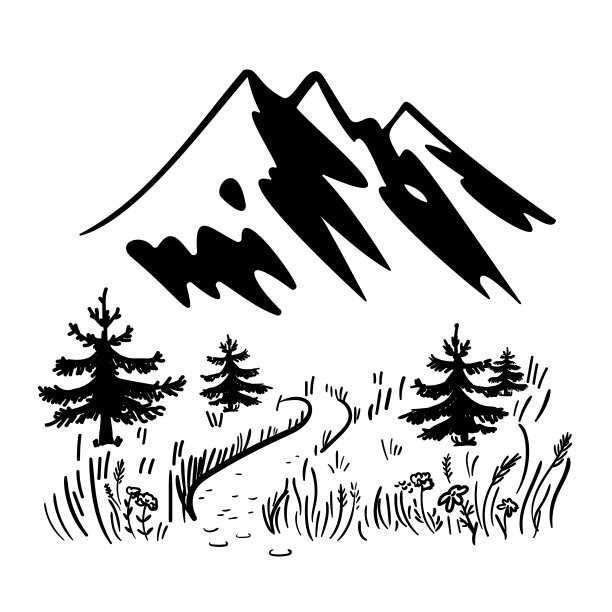 手绘山景。图片下载