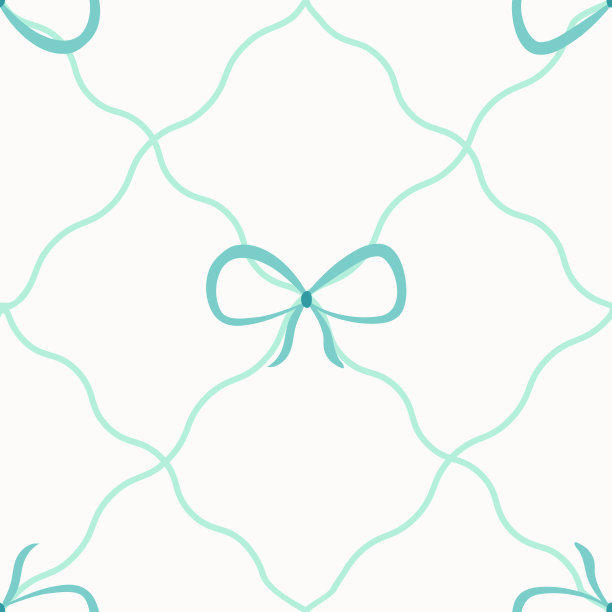 矢量无缝模式与丝带和蝴蝶结在绿色的白色背景。图片下载