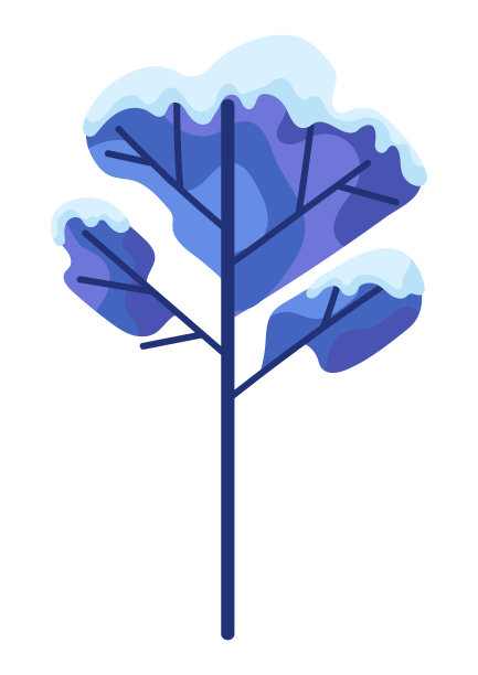 冬季抽象树与雪。图片下载