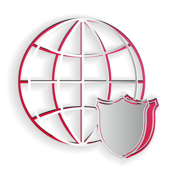 剪纸盾牌与世界地球号图标隔离在白色背景。安全、安全、保护、隐私的理念。纸艺术风格。向量图片下载