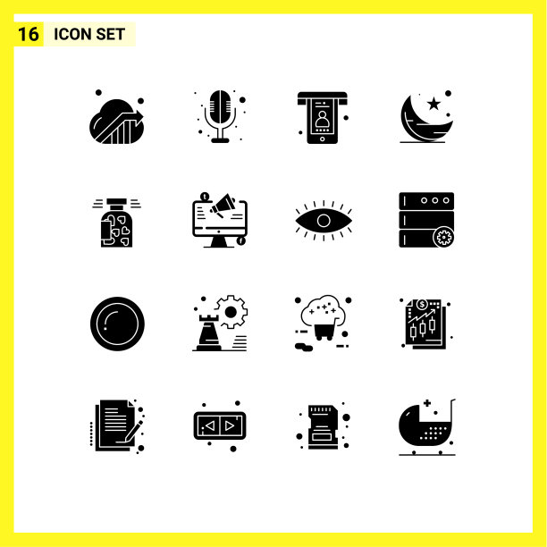 通用图标符号组16个现代立体图片下载