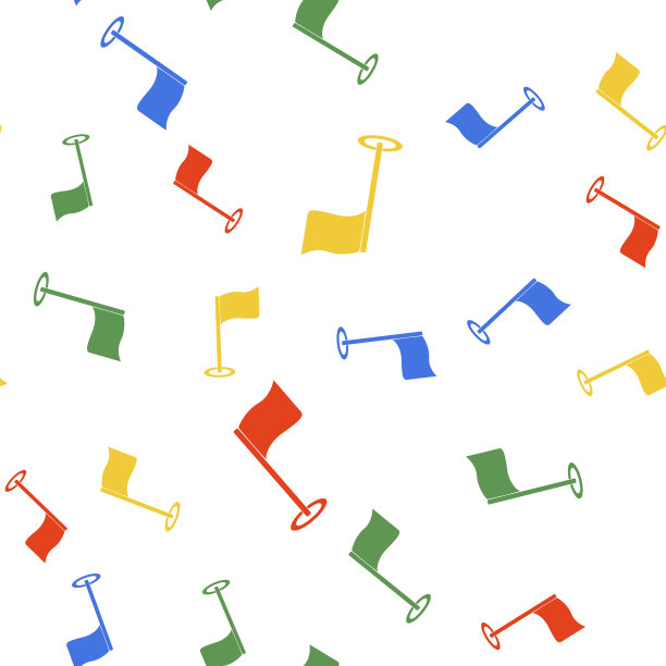 彩色高尔夫旗帜图标隔离无缝模式上的白色背景。高尔夫球器材或配件向量图片下载