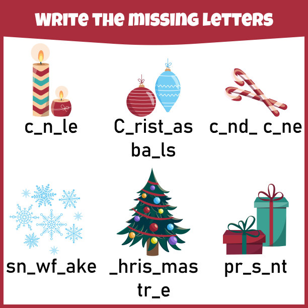 写出缺失的字母。图片下载