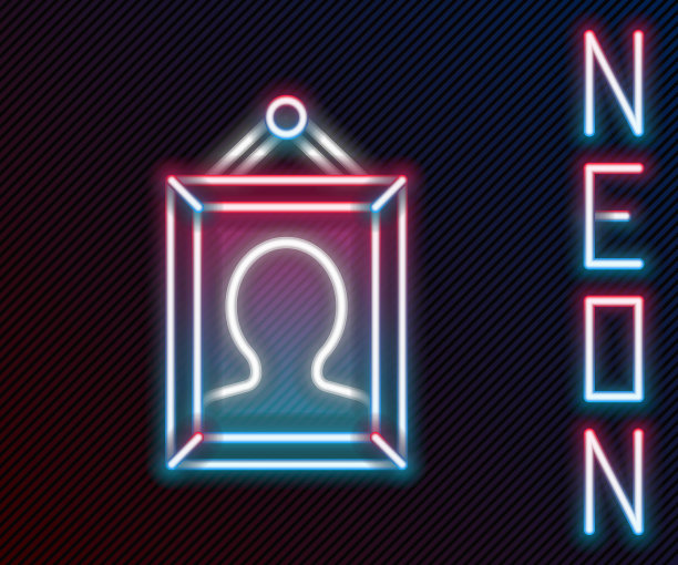 发光的霓虹灯线图片图标隔离在黑色背景。彩色轮廓概念。矢量图图片下载