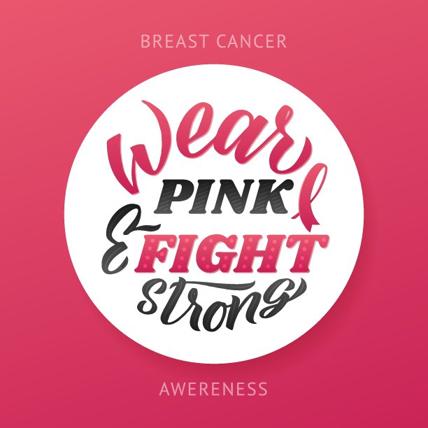 乳腺癌宣传月设计。粉红色的海报。创意粉色和白色圆形设计，励志横幅。图片下载