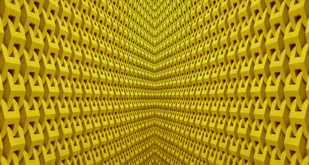 黄色对称3D建筑线条的递减透视图片下载