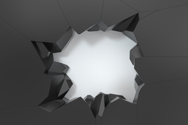 暗金属墙上有裂缝，3d渲染。图片下载