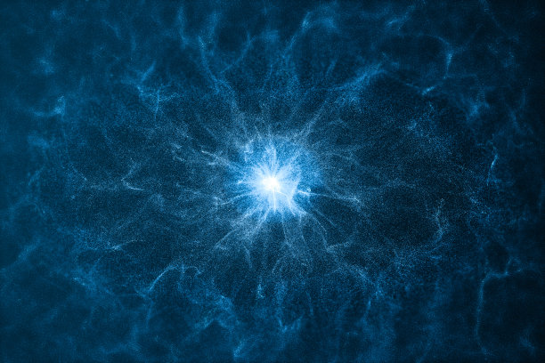 蓝色的火焰，梦幻的波浪图案，3d渲染。图片下载