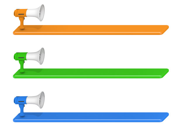 3扩音器。扩音器里冒出的气泡。三色的扩音器。图片下载
