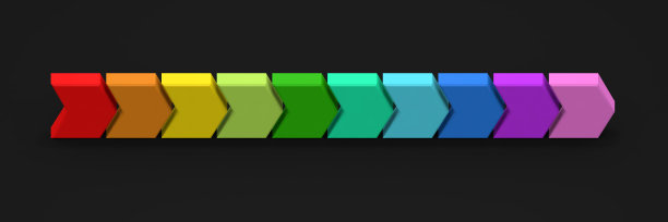 10个不同的颜色。十个部分。五彩缤纷的颜色。等距。一个三维对象。图片下载