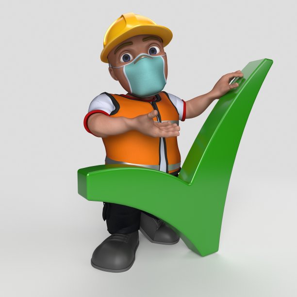 3D卡通建设者人物在面具图片下载
