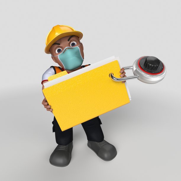 3D卡通建设者人物在面具图片下载