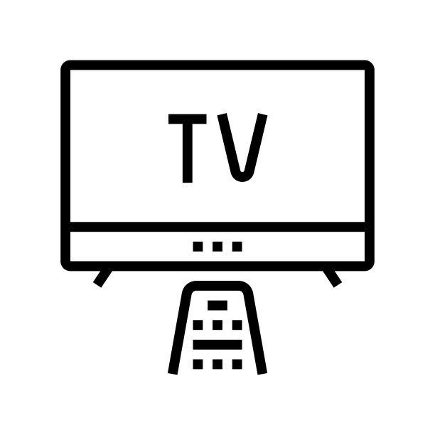 看电视线图标矢量插图图片下载