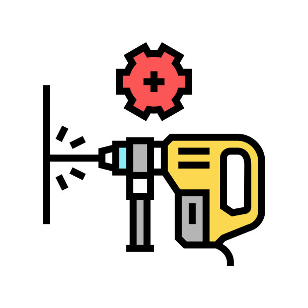 墙壁钻孔彩色图标矢量插图图片下载