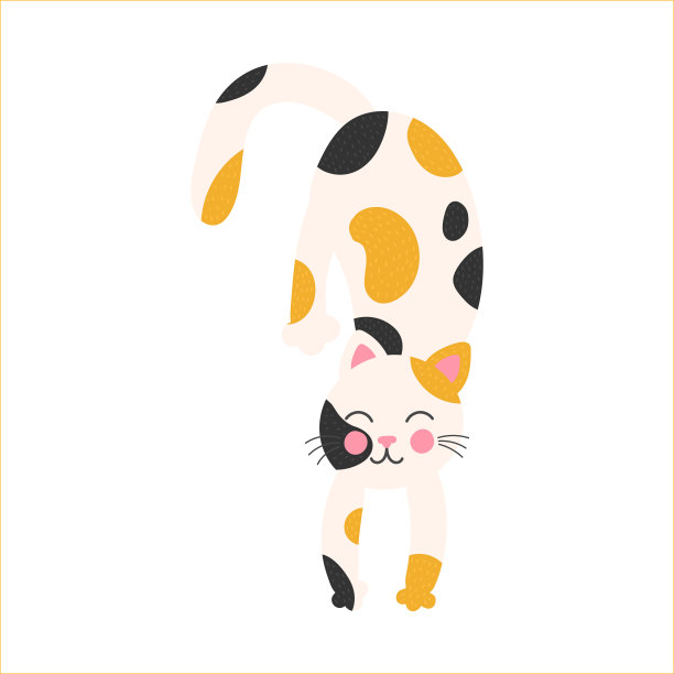 可爱的卡通搞笑猫。为孩子们打印t恤和衣服。孤立在白色背景上。图片下载