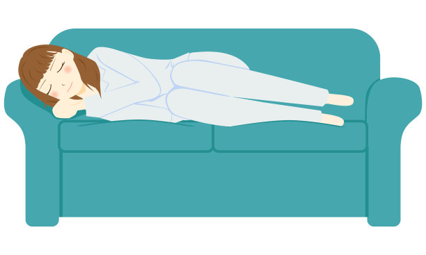 女人睡在沙发上。矢量图图片下载