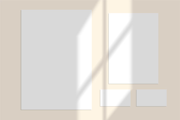 矢量阴影叠加效果。透明柔和的光线和窗户的阴影。透明窗影和自然闪电模型。10 eps网。图片下载