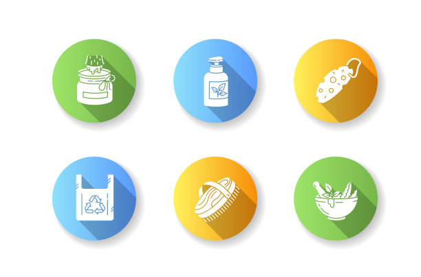 环保产品平面设计长影字形图标集图片下载