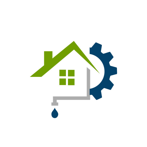 房屋屋顶排水沟标志设计。首页管道安装矢量模板插图图片下载